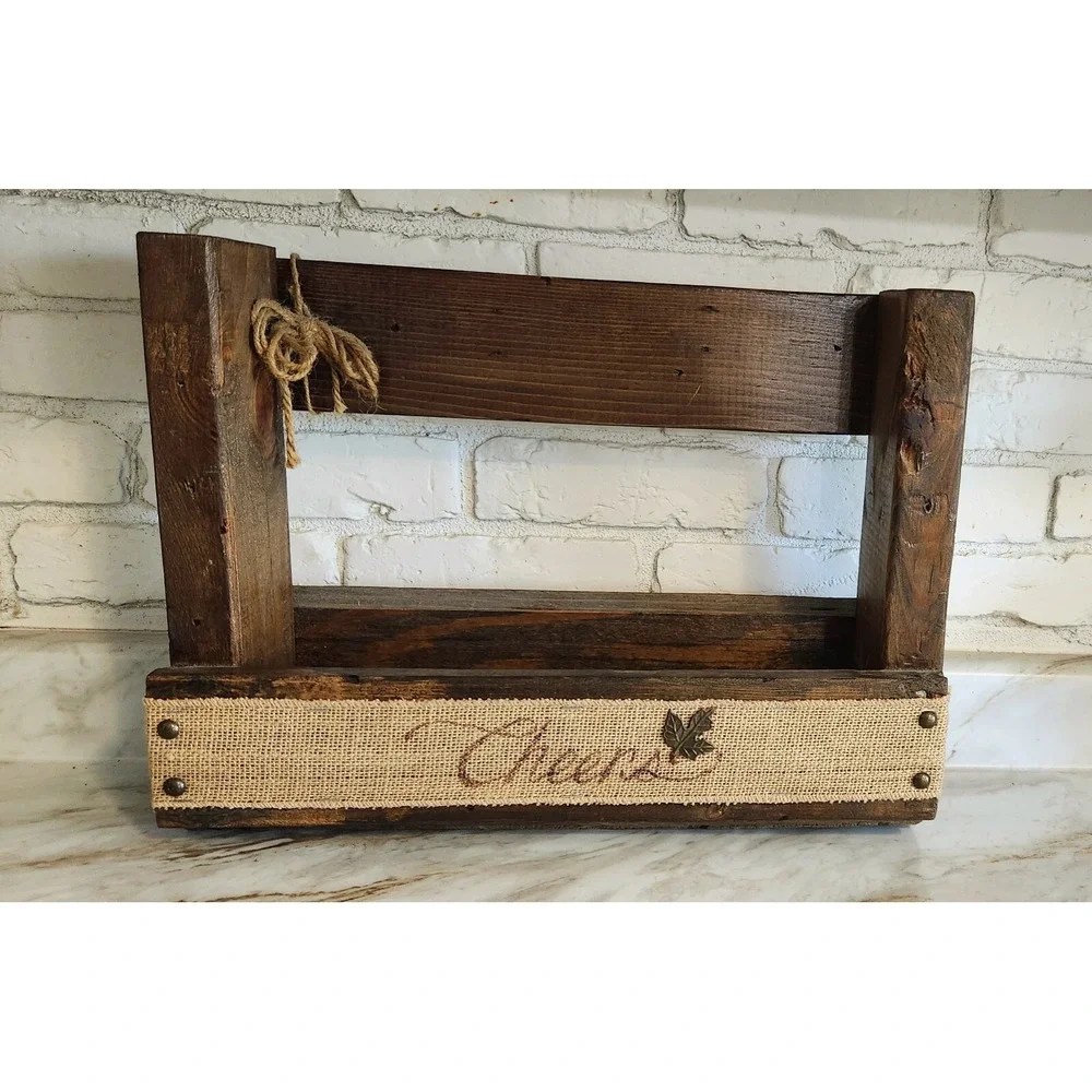 Rustic‎ Freestanding Wooden Wine Rack Wall Shelf Box Farmhouse Reclaimed Wood